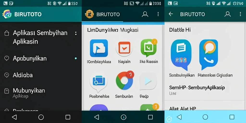 Antarmuka BIRUTOTO menampilkan fitur Sembunyikan Aplikasi yang sederhana.